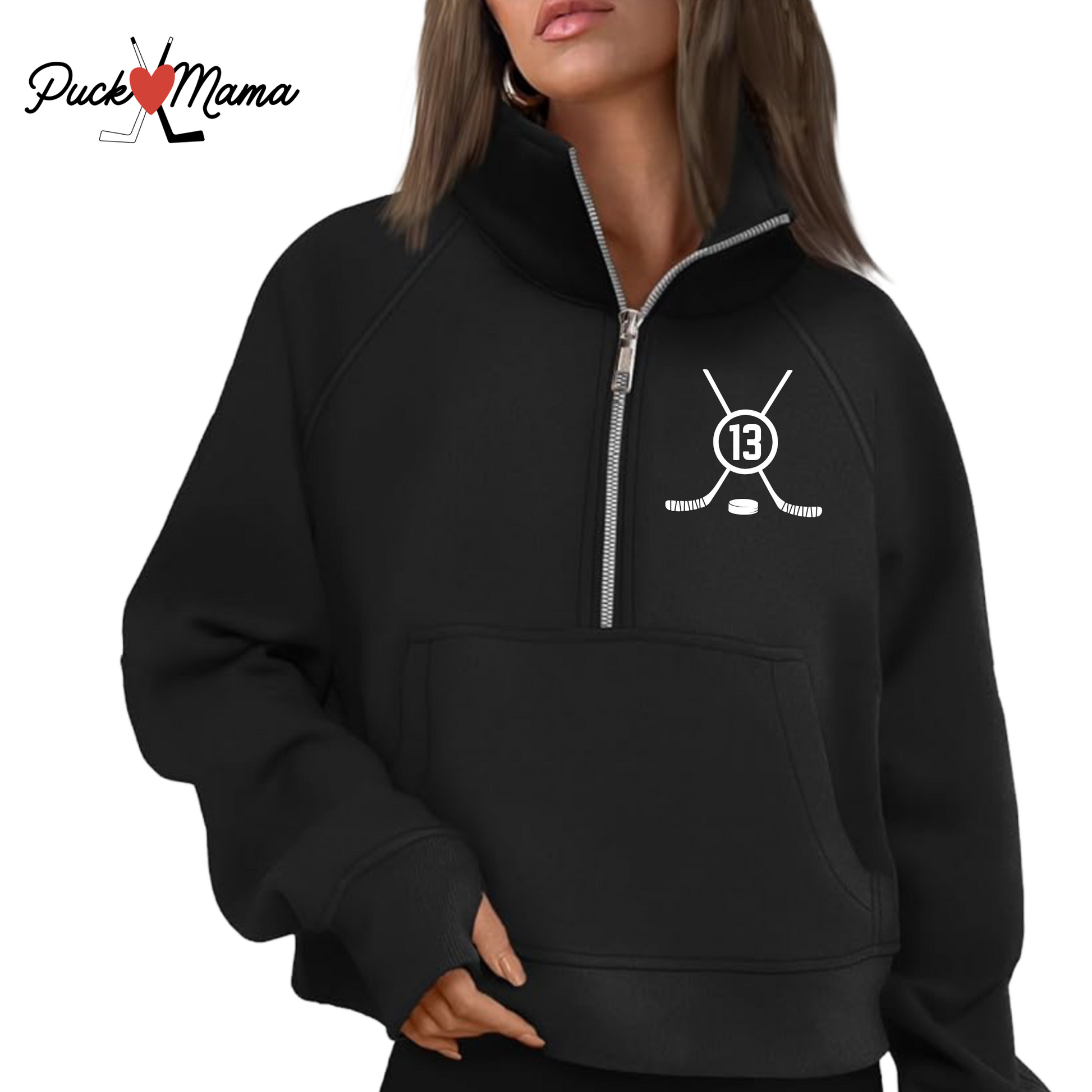 Monogram Ladies Crop Half Zip Pullover Sweater