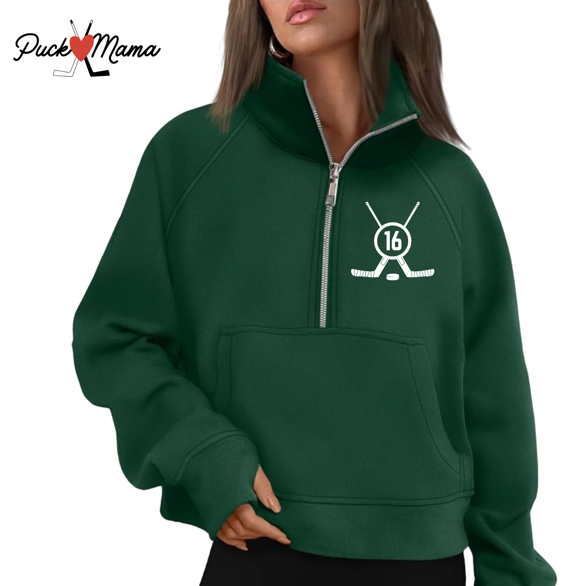 Monogram Ladies Crop Half Zip Pullover Sweater