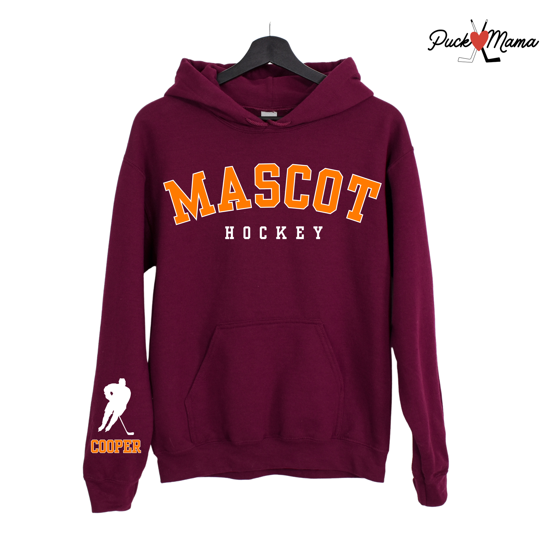Custom Mascot Hockey Hoodie with Personalized Sleeve