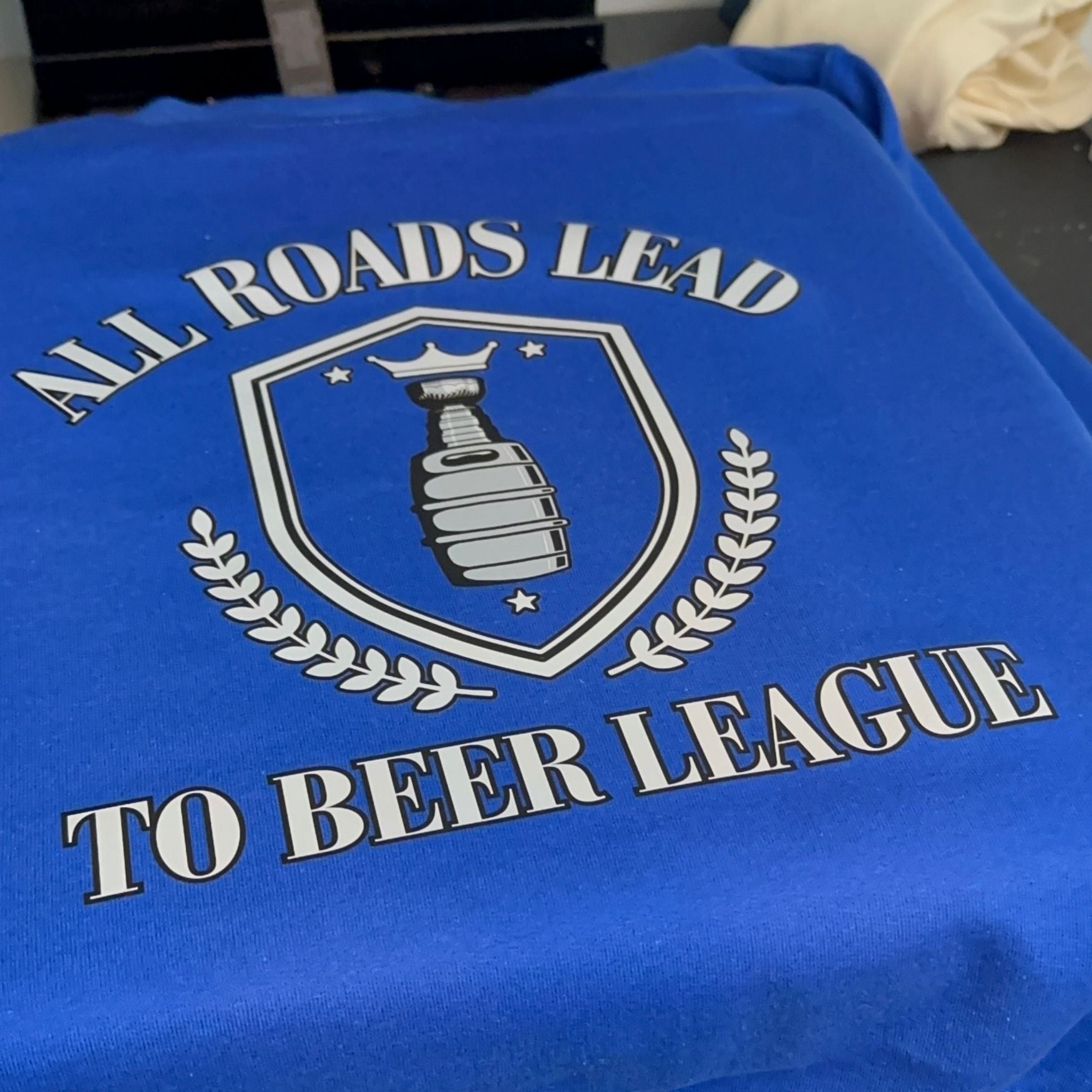 All Roads Lead to Beer League Hockey Crew Sweatshirt