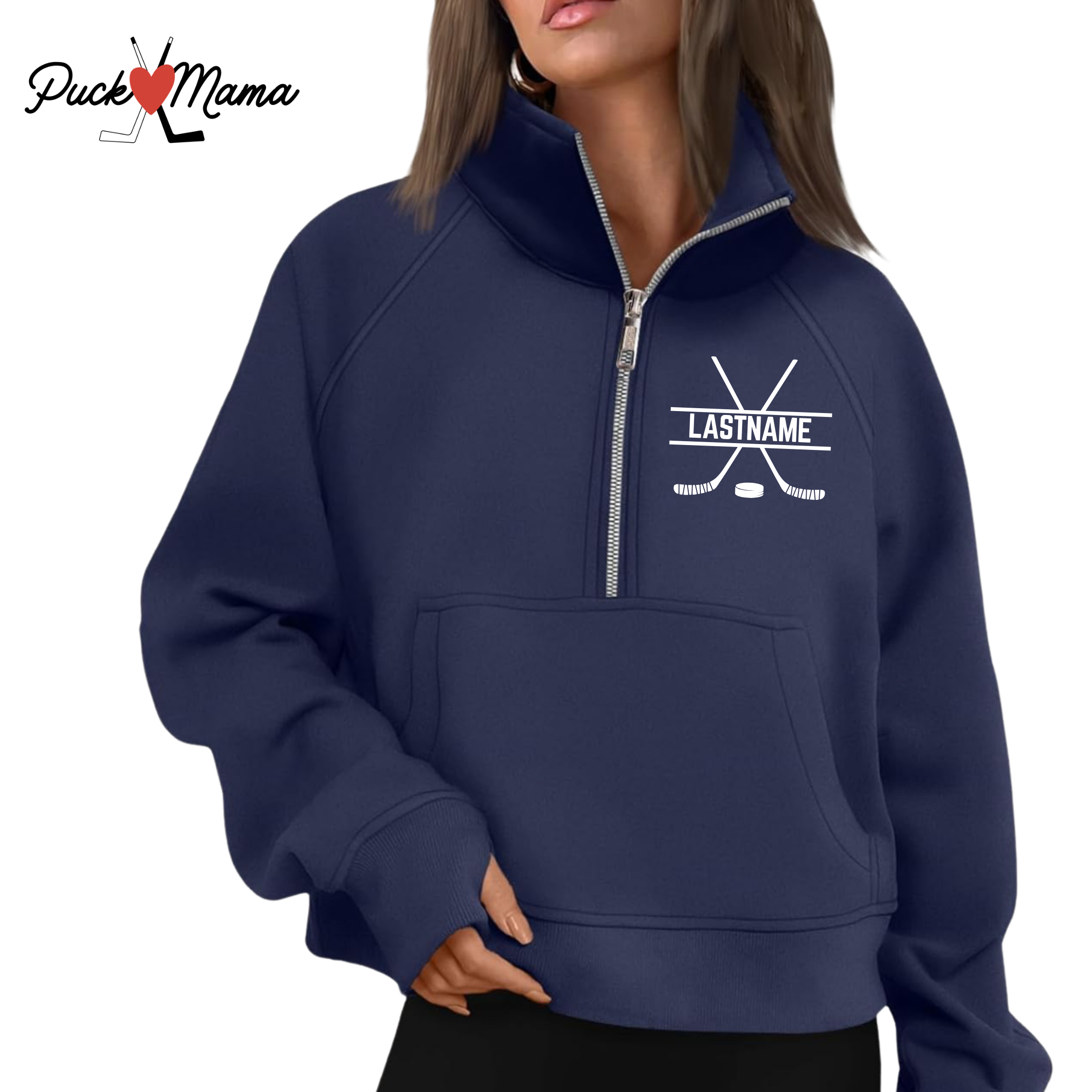 Monogram Ladies Crop Half Zip Pullover Sweater