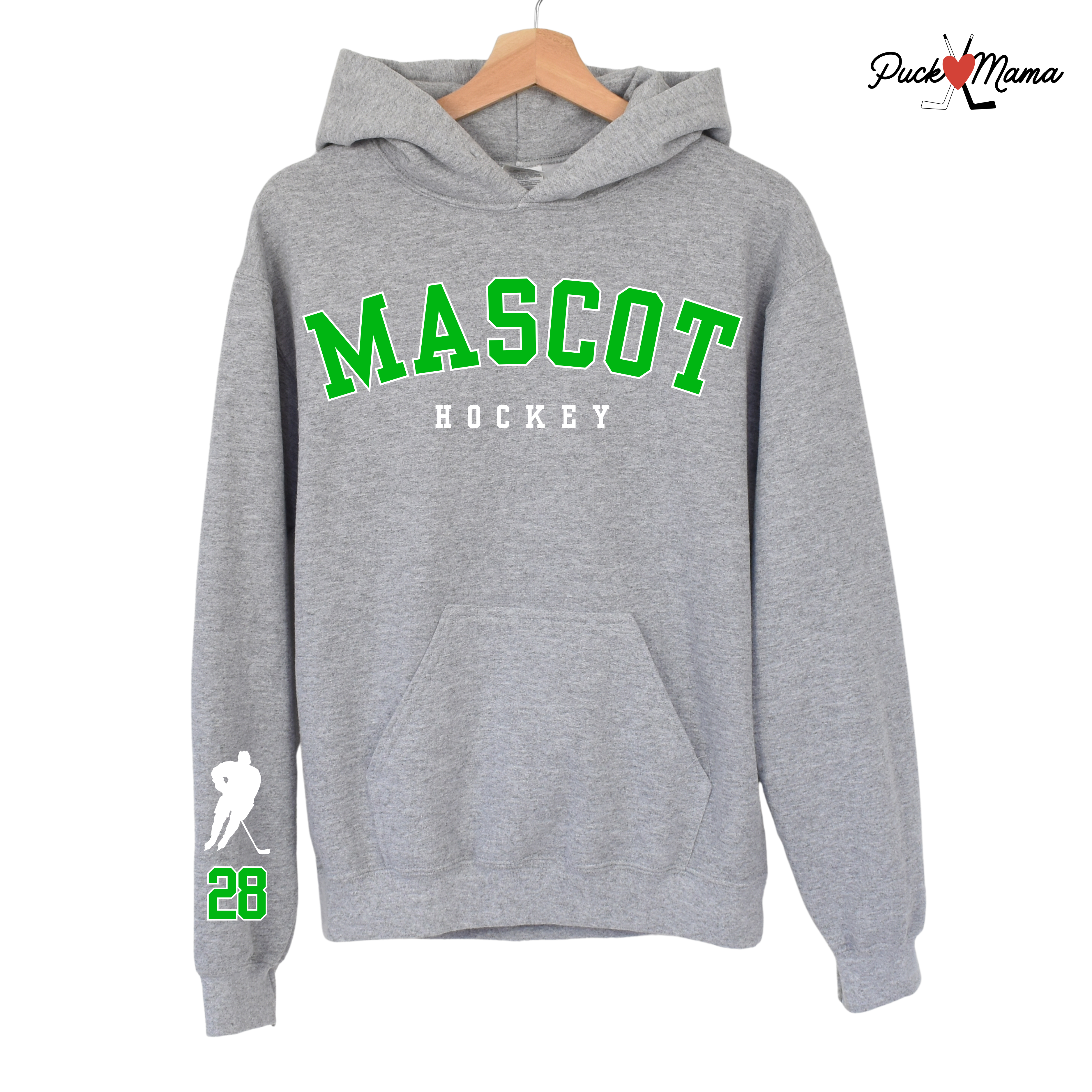 Custom Mascot Hockey Hoodie with Personalized Sleeve
