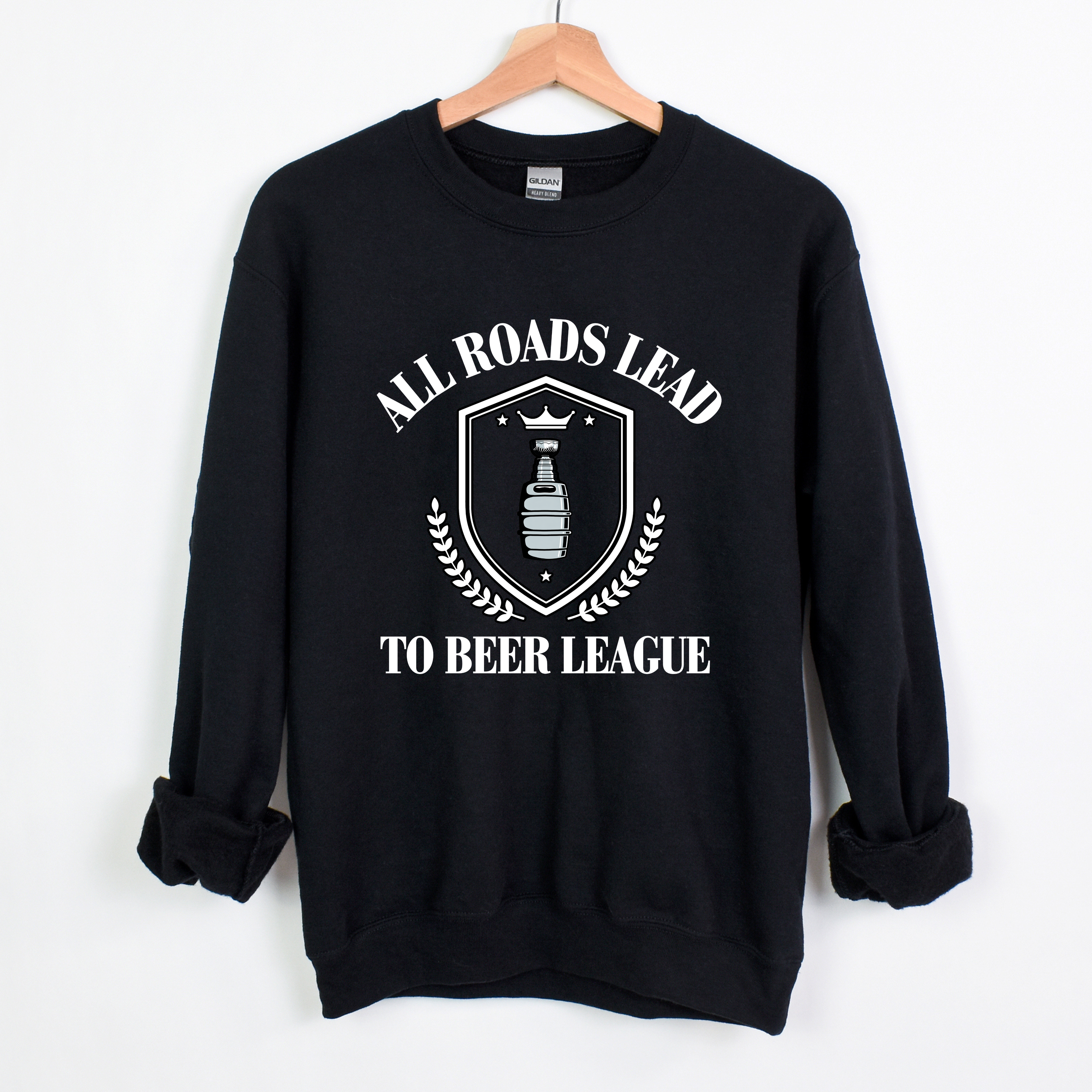 All Roads Lead to Beer League Hockey Crew Sweatshirt