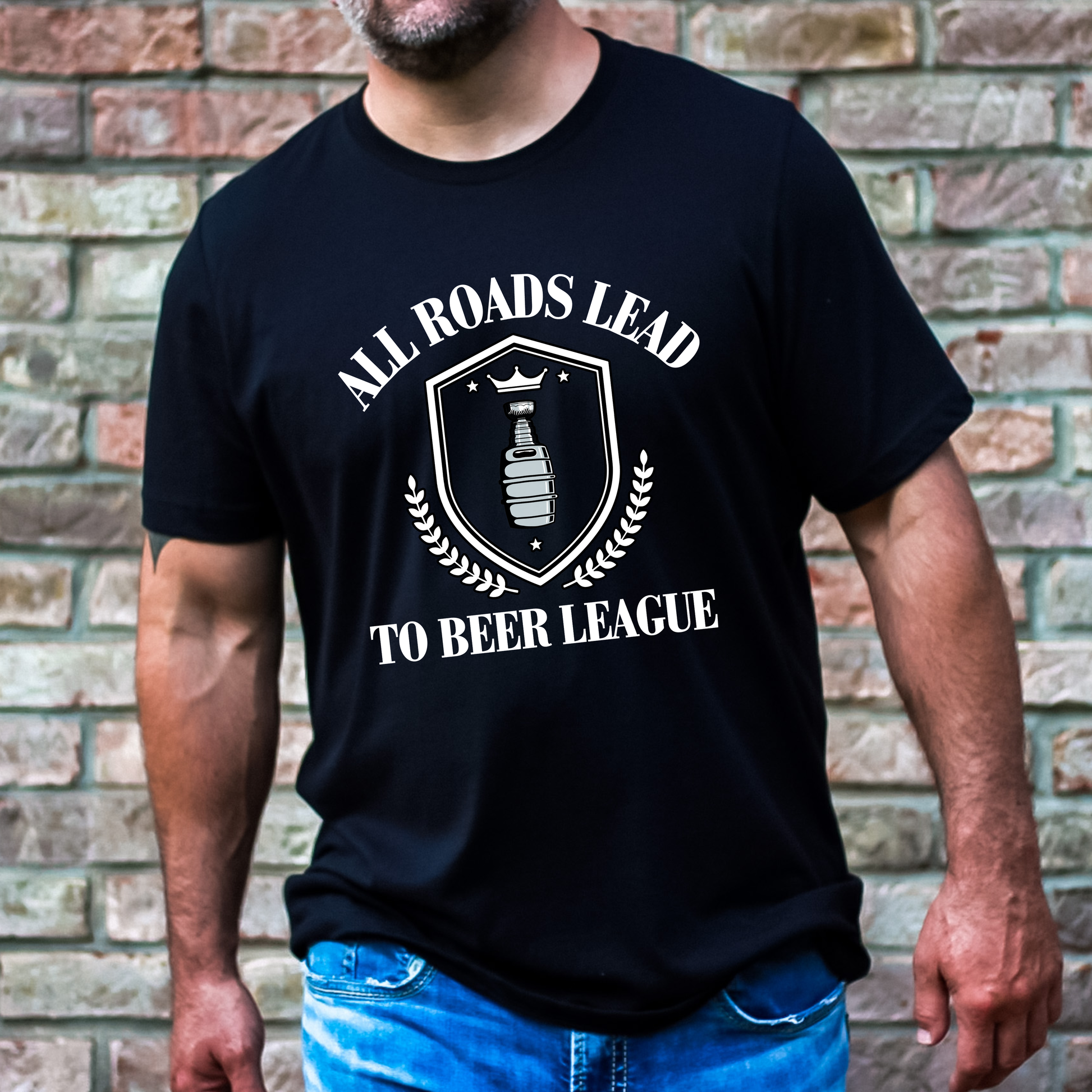 All Roads Lead to Beer League Hockey Unisex Tee
