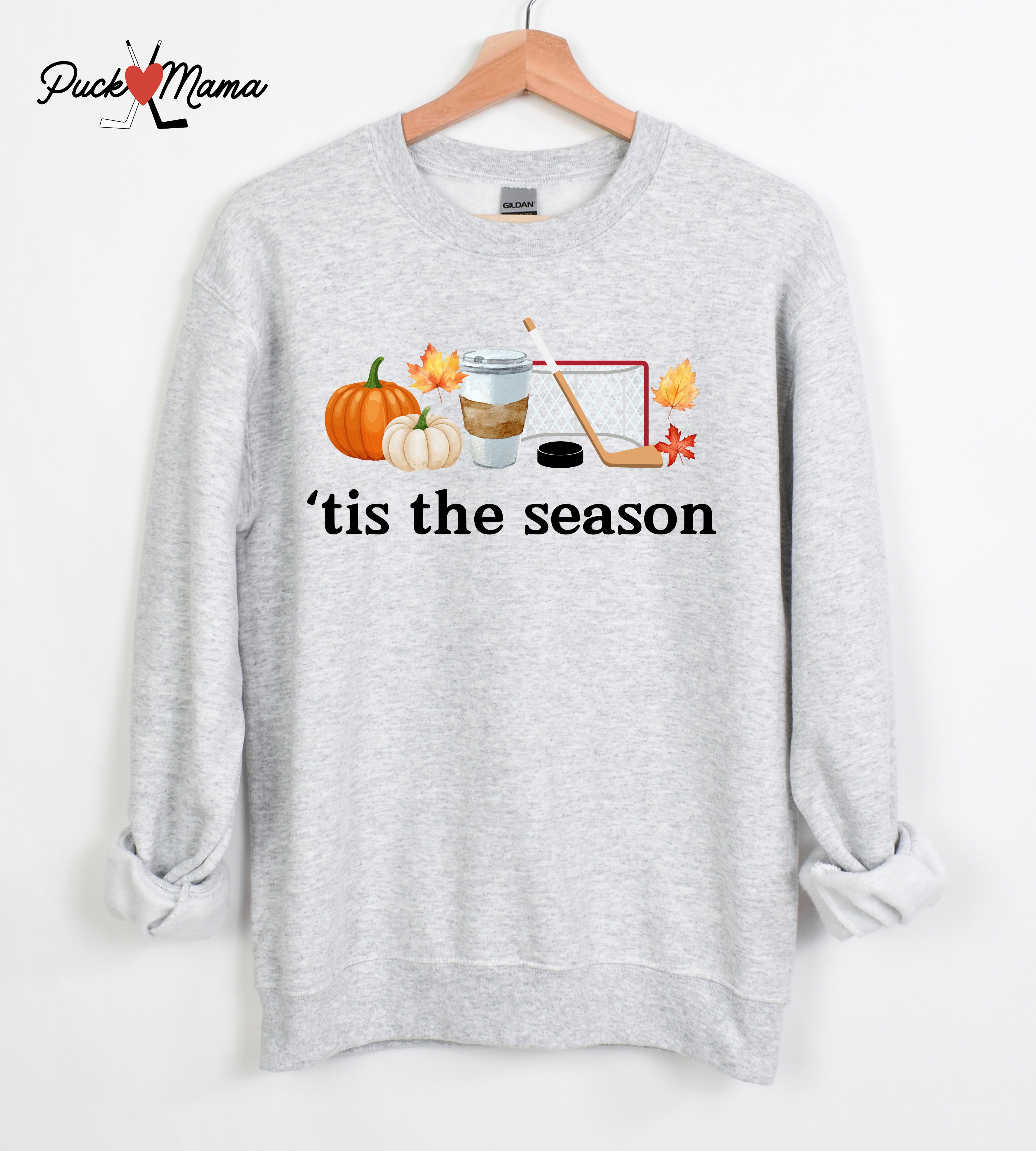 Tis the season Hockey Season Fall Crew Sweatshirt