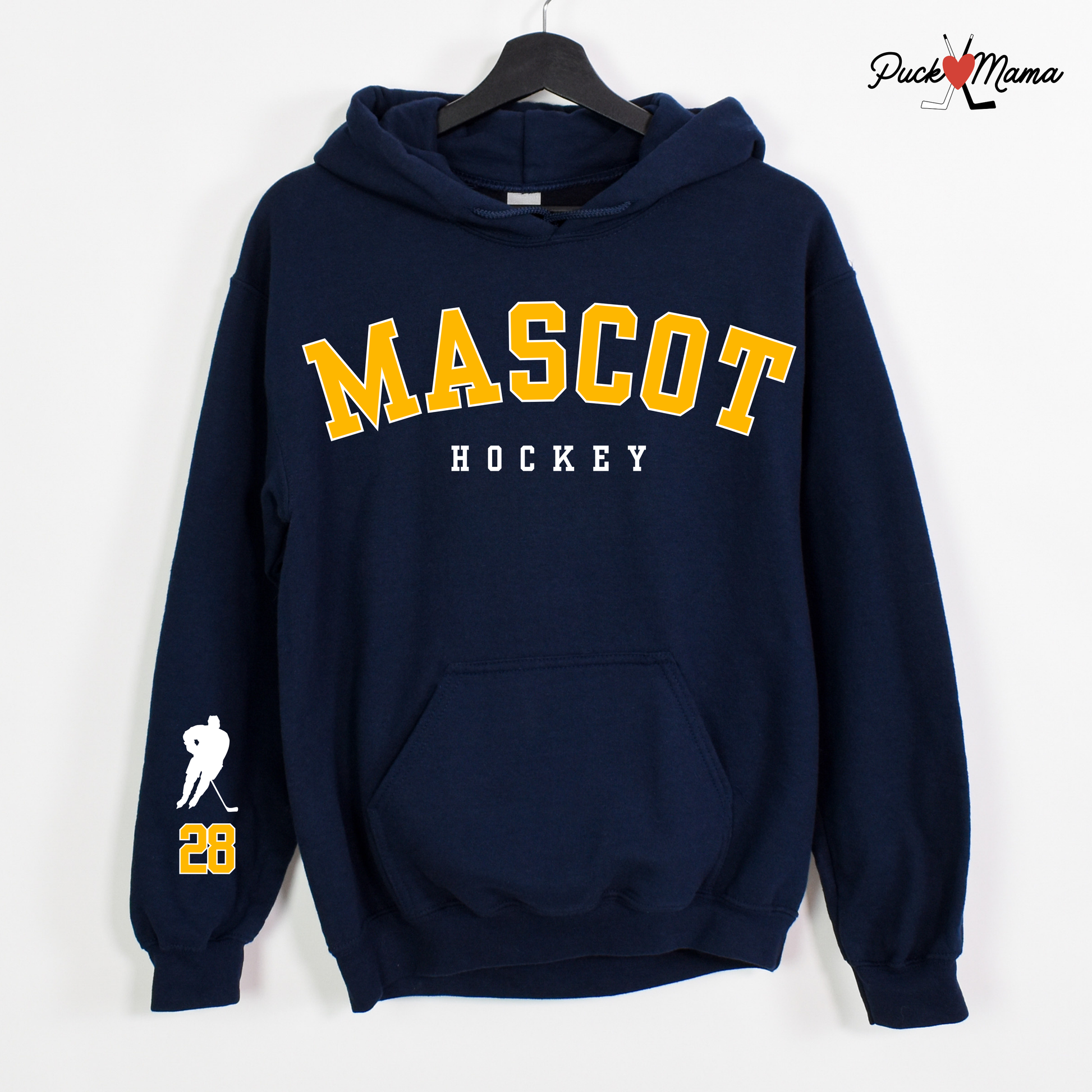 Custom Mascot Hockey Hoodie with Personalized Sleeve