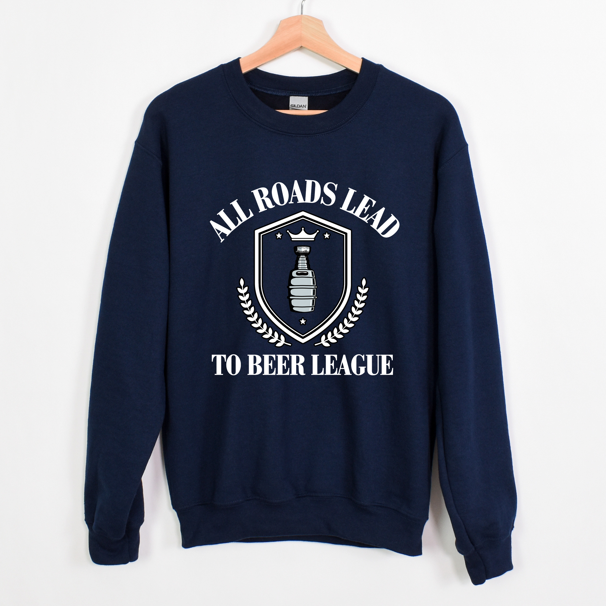 All Roads Lead to Beer League Hockey Crew Sweatshirt