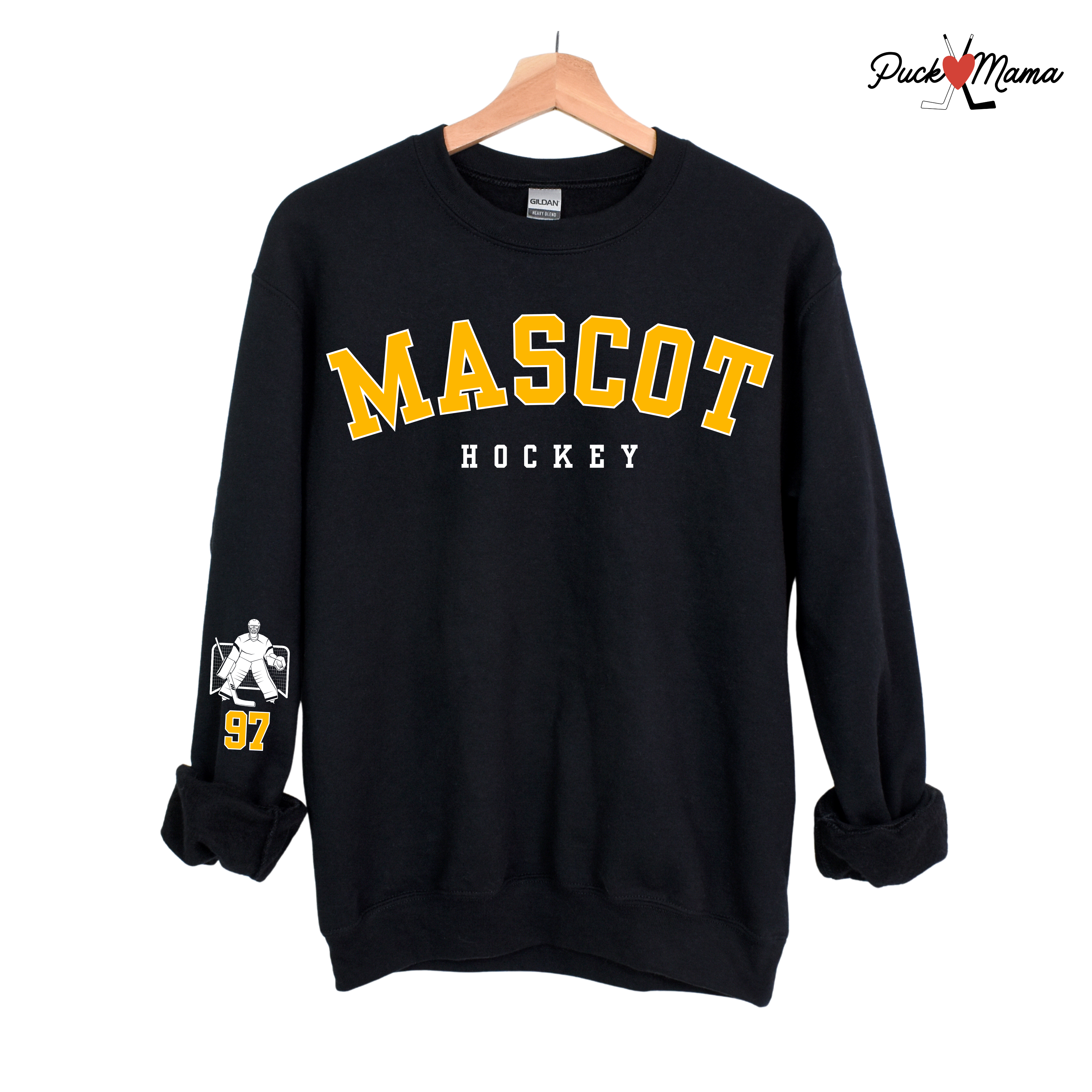 Custom Mascot Hockey Sweatshirt with Personalized Sleeve