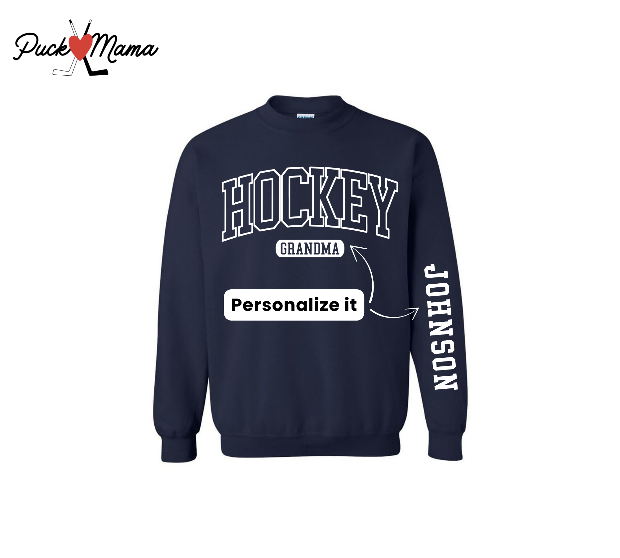 Custom Hockey Mom Crew Sweatshirt – Personalized Name & Role