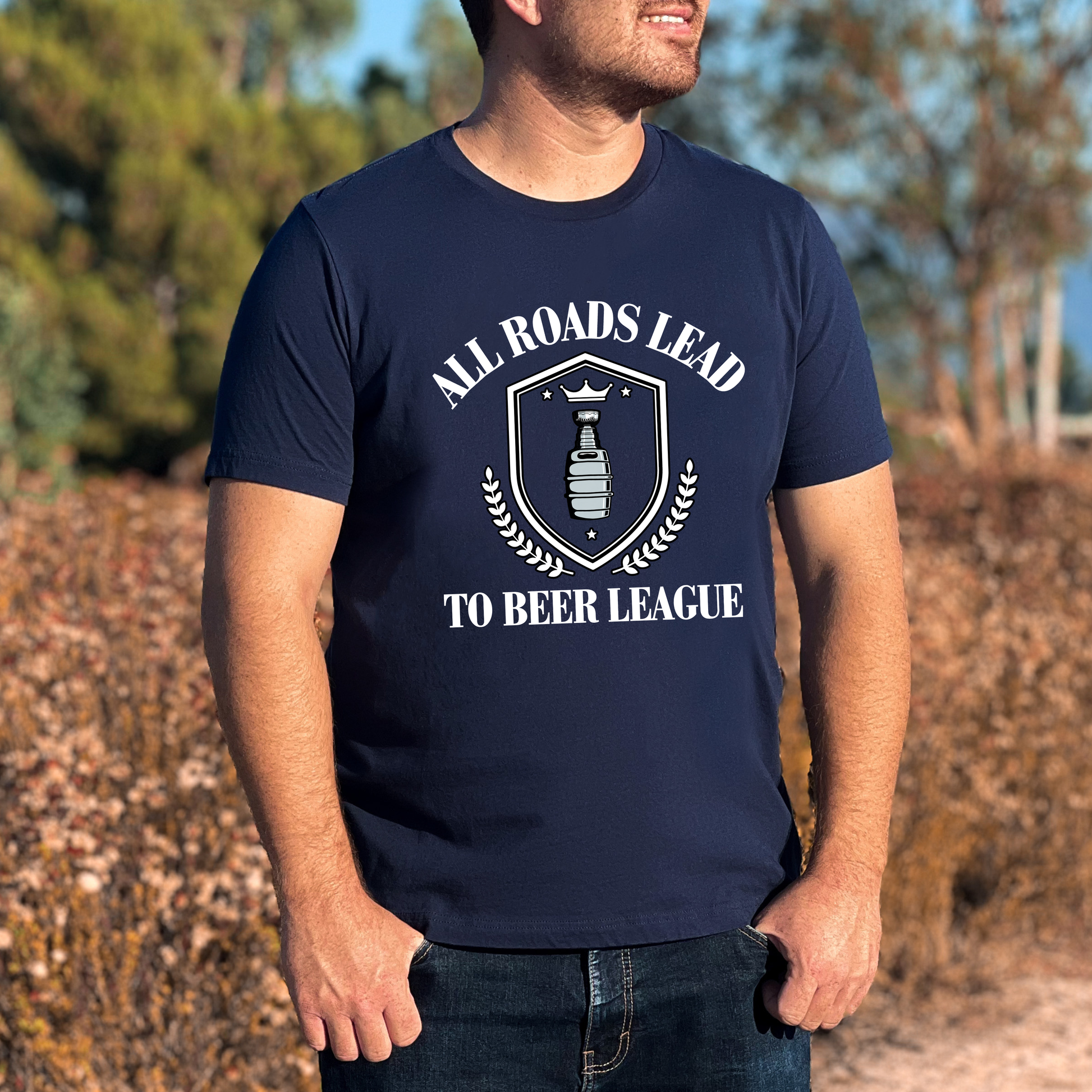 All Roads Lead to Beer League Hockey Unisex Tee