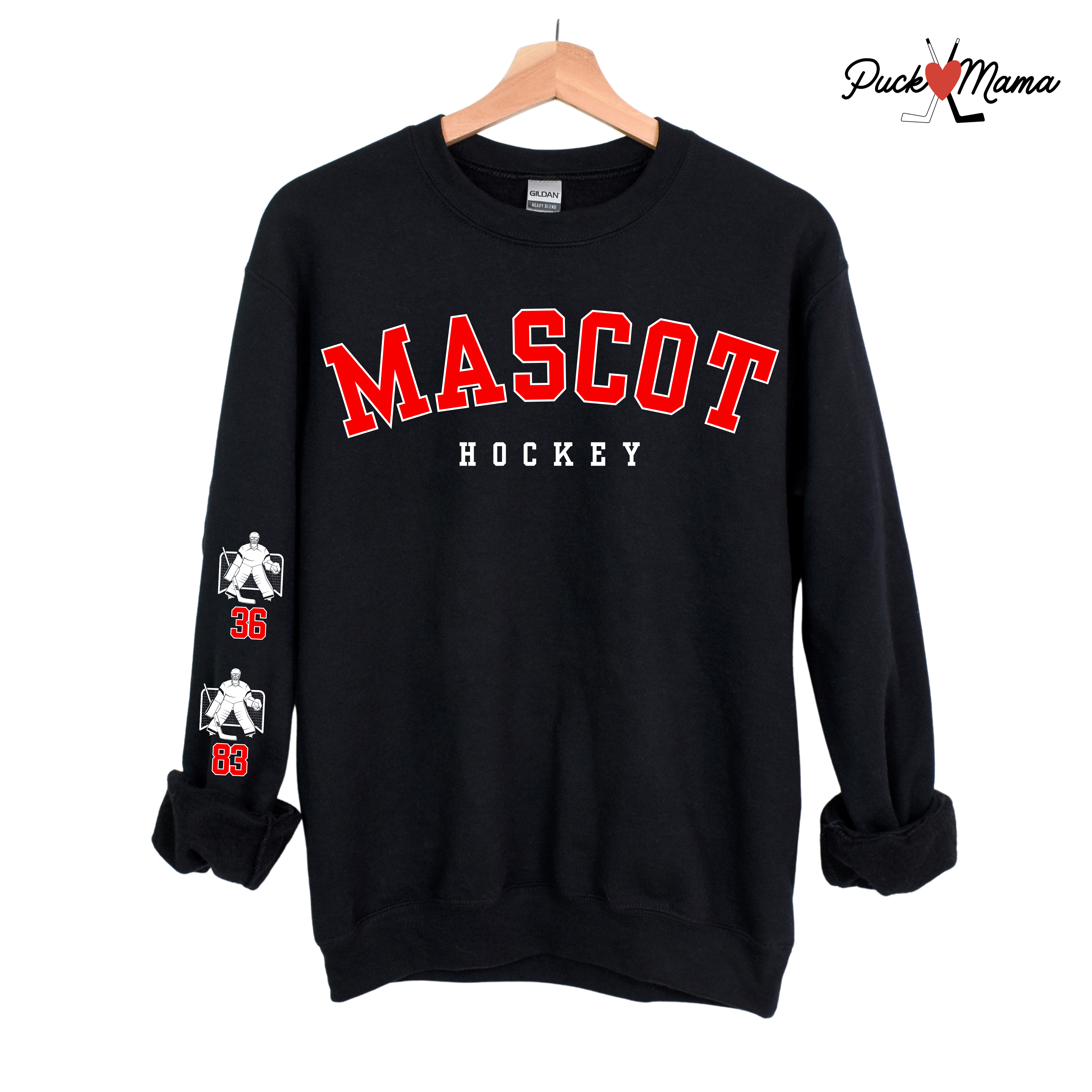 Custom Mascot Hockey Sweatshirt with Personalized Sleeve