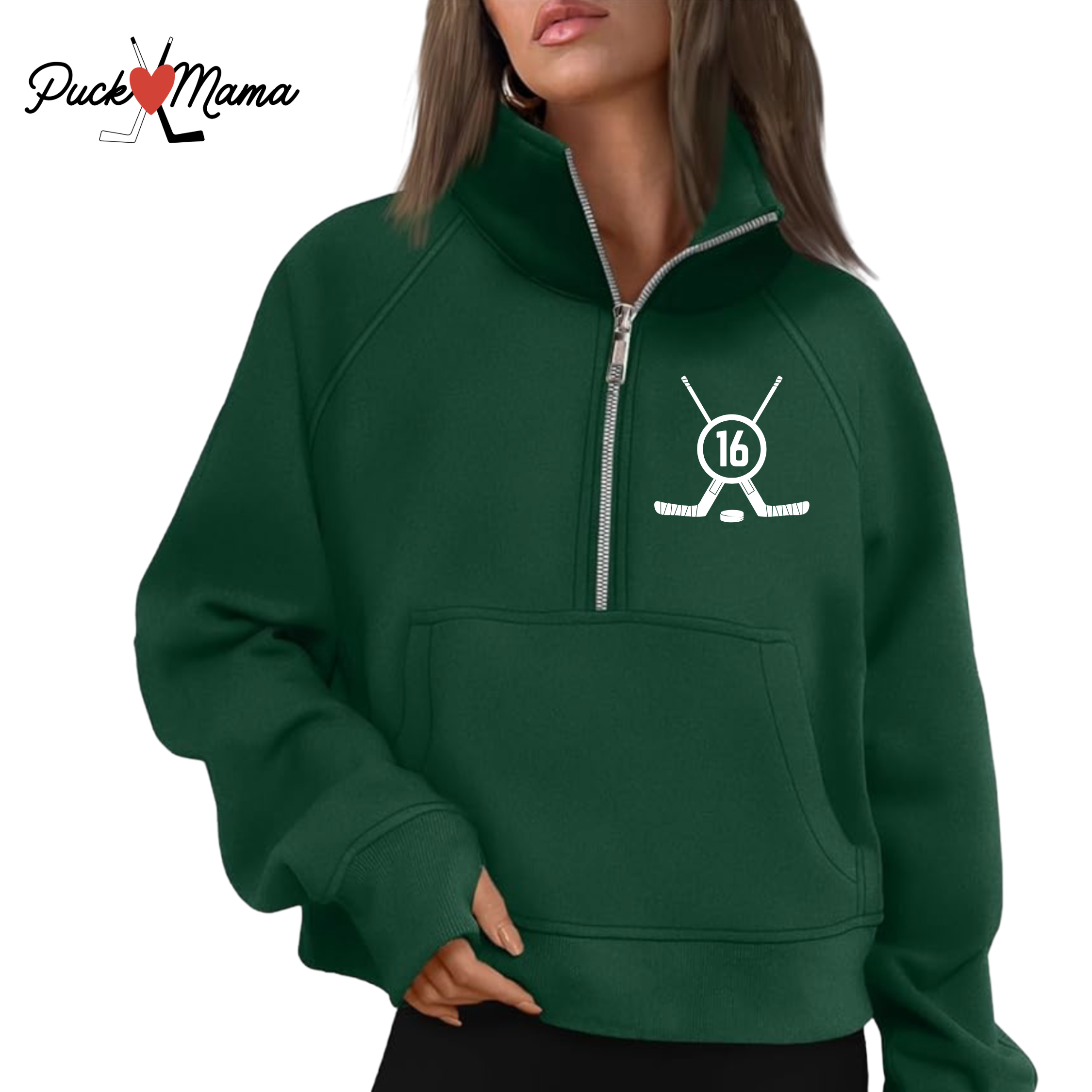 Monogram Ladies Crop Half Zip Pullover Sweater